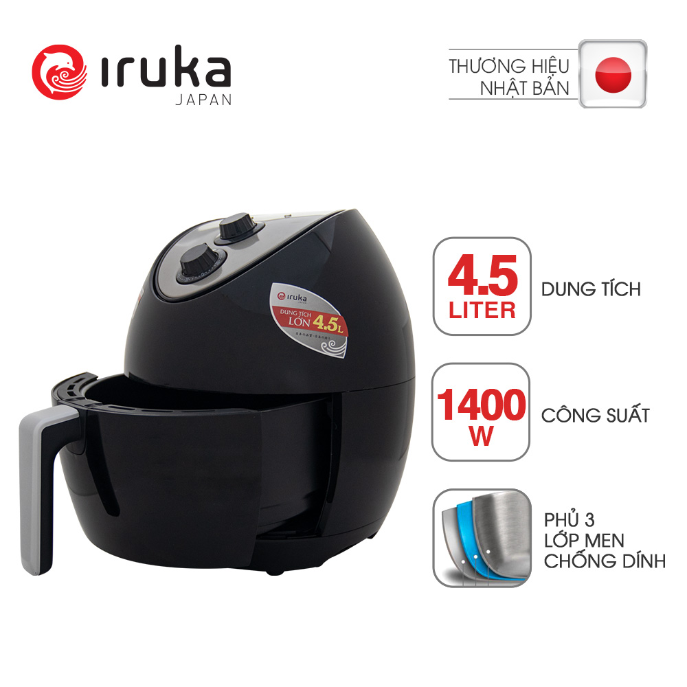 Nồi Chiên Chân Không Iruka I-68 (4.5L) - Đen - Hàng chính hãng