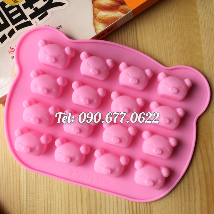 Khuôn silicone làm rau câu, kẹo dẻo, socola 16 gấu con - Mã số 1226