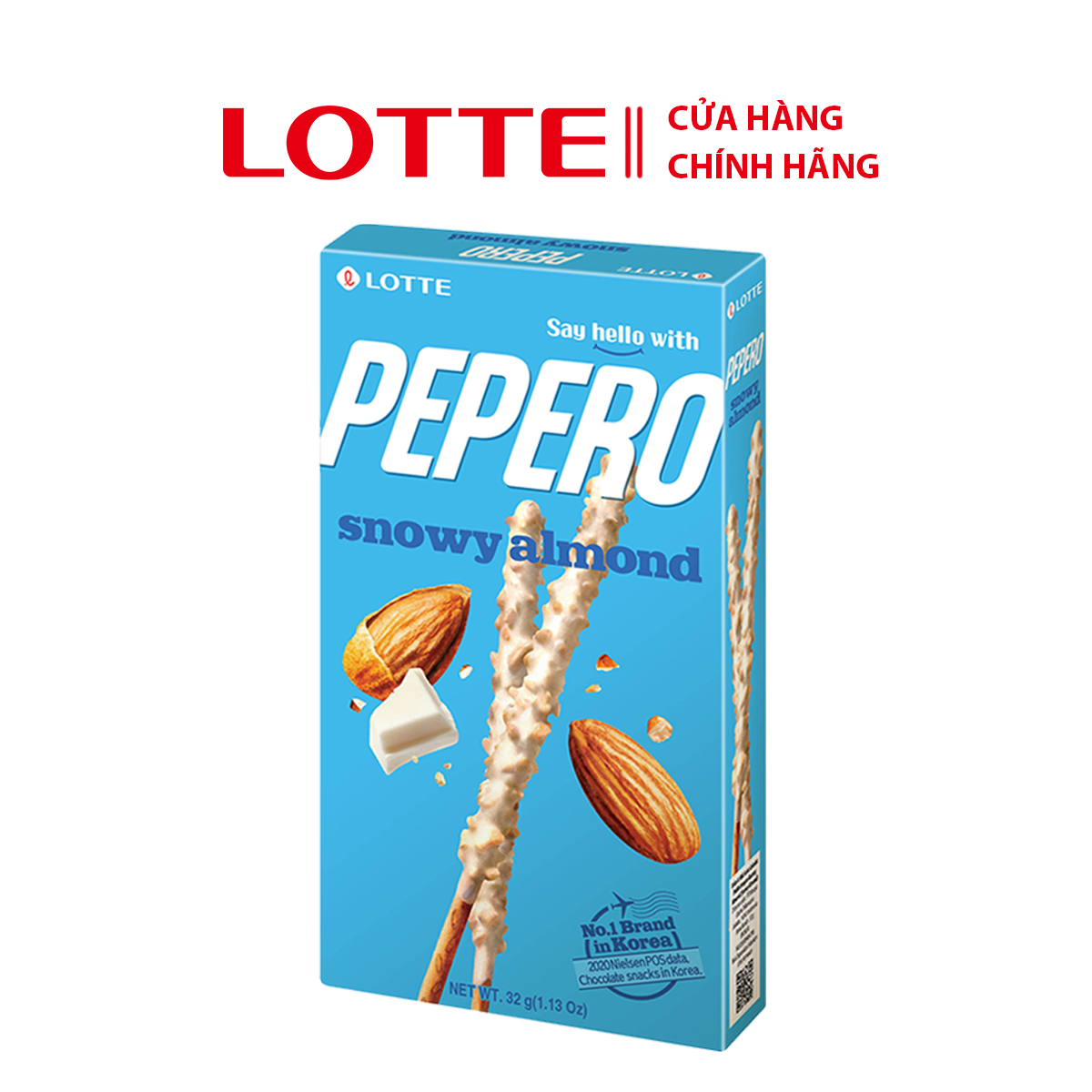 [SỈ/LẺ] Bánh que Lotte Pepero vị Sô cô la trắng hạnh nhân Snowy Almond