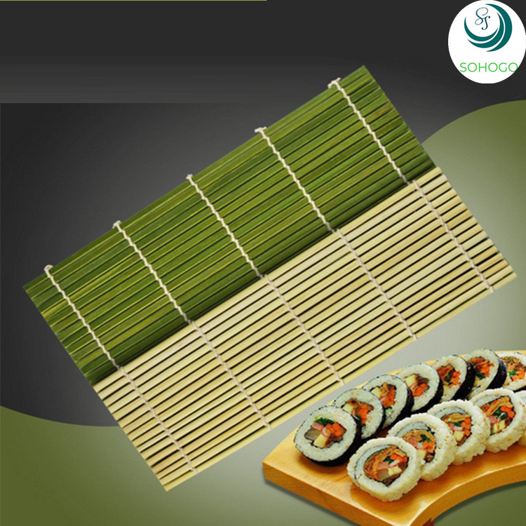 Mành tre cuốn sushi, kimbap, cơm cuộn có 2 màu, XANH- TRẮNG, chọn màu theo ý