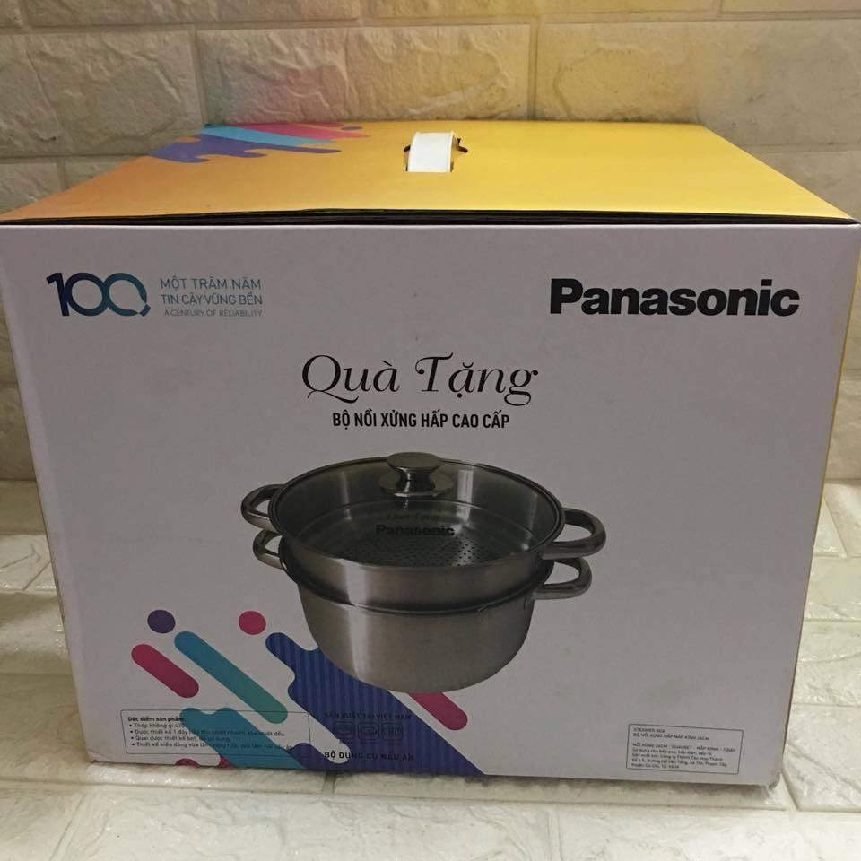 Bộ nồi và xửng hấp inox Five Star 24cm nắp kính Hàng Quà Tặng từ Panasonic nấu mọi loại bếp - dày dặn inox 430 cao cấp