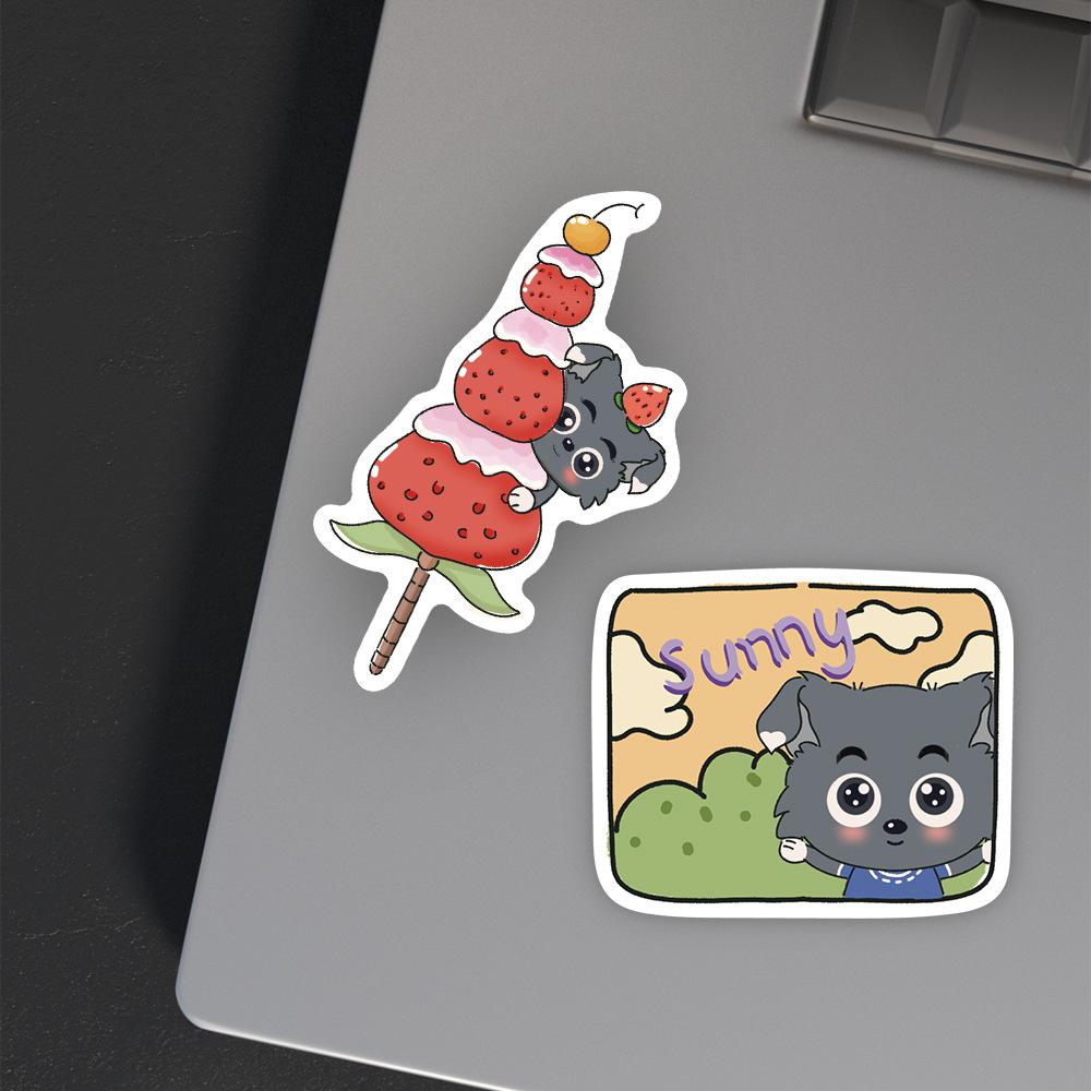 Sticker SÓI XÁM 1 hoạt hình cute trang trí mũ bảo hiểm,guitar,ukulele,điện thoại,sổ tay,laptop-mẫu S91