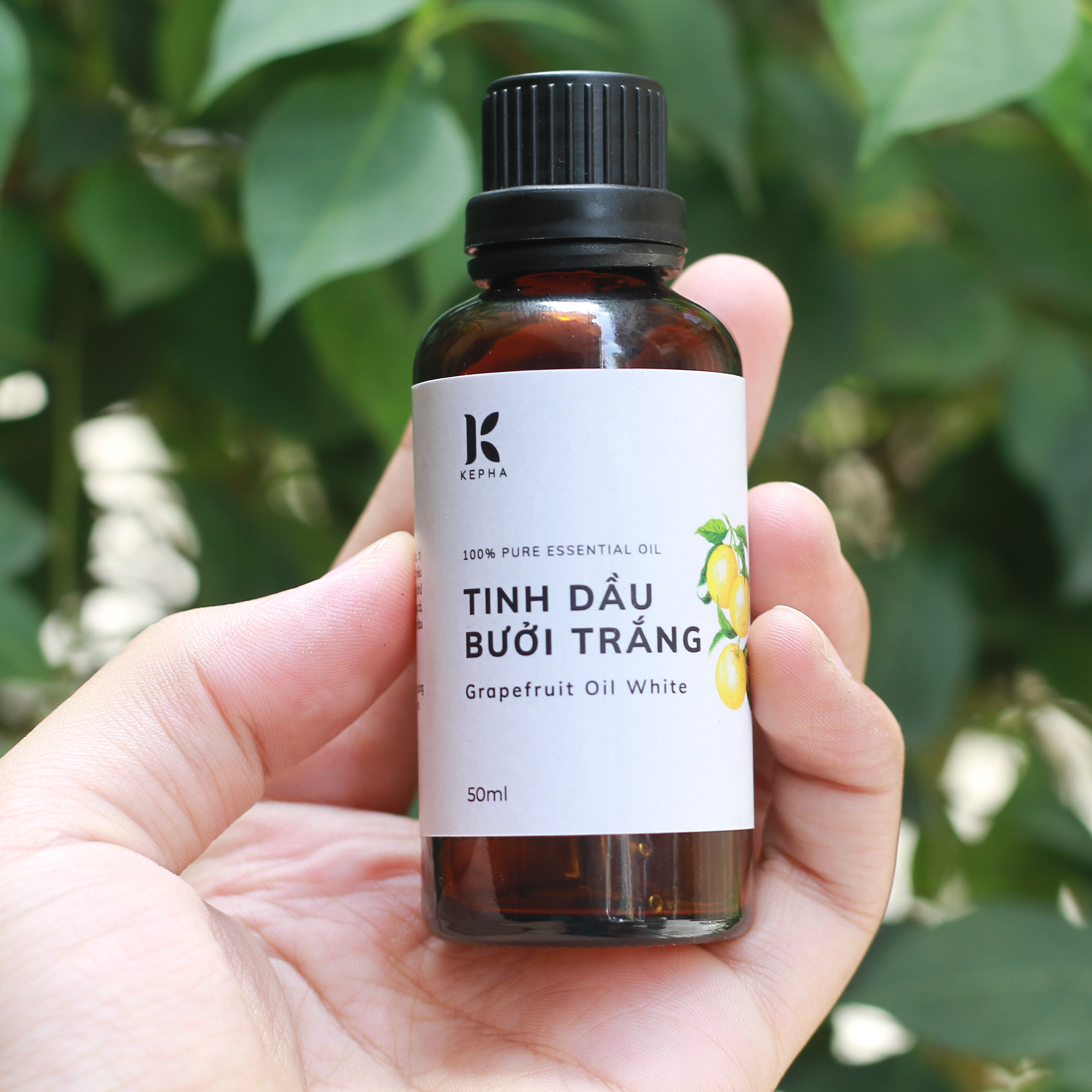 Tinh dầu Bưởi Trắng Kepha 50ml - Nguyên chất 100%, nhập khẩu trực tiếp Tây Ban Nha - Giúp làm đẹp, kích thích tóc mọc, giảm tóc rụng - Khử mùi, thư giãn, giảm stress, giúp sạch không khí