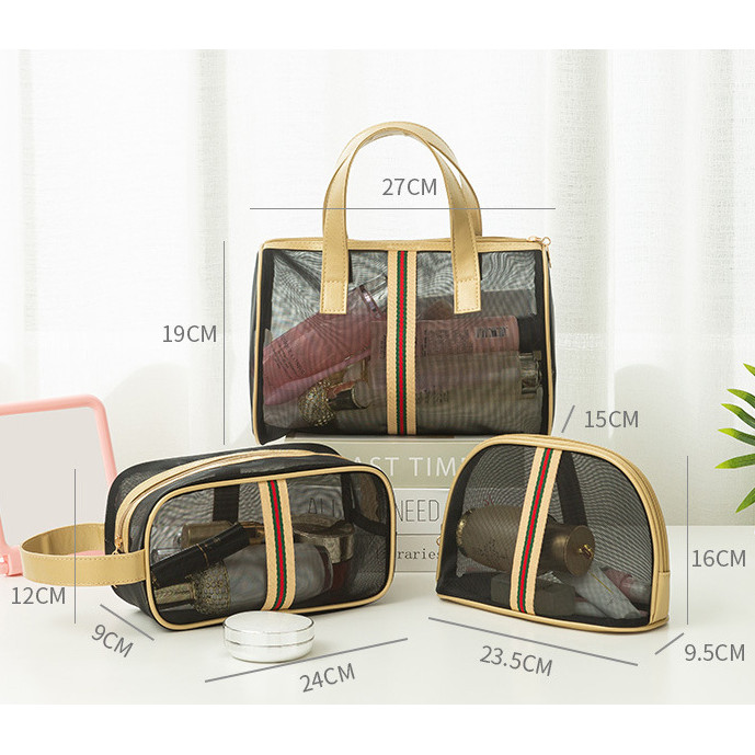 Bộ 3 Túi Mỹ Phẩm Lưới Cao Cấp
