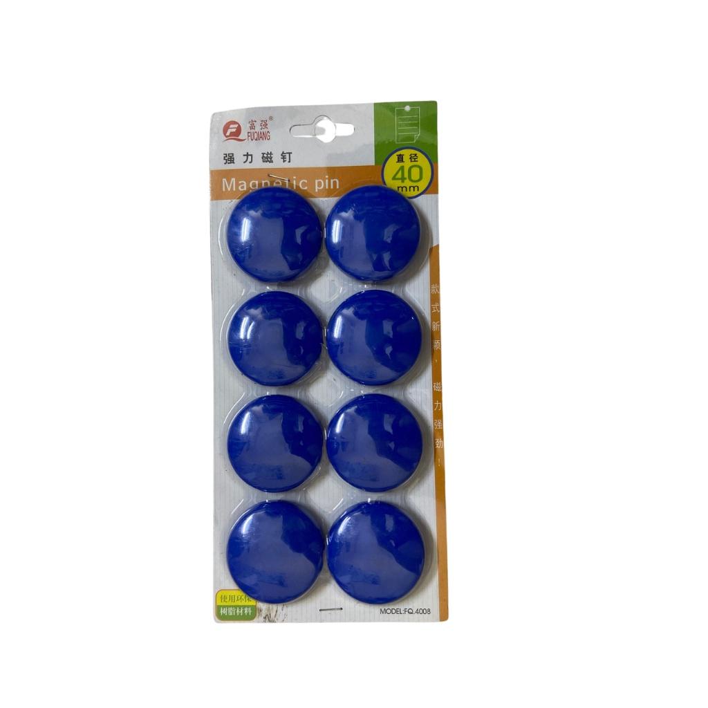 Vỉ nam châm 8 viên đính bảng từ siêu dính kích thước 40mm màu xanh dương