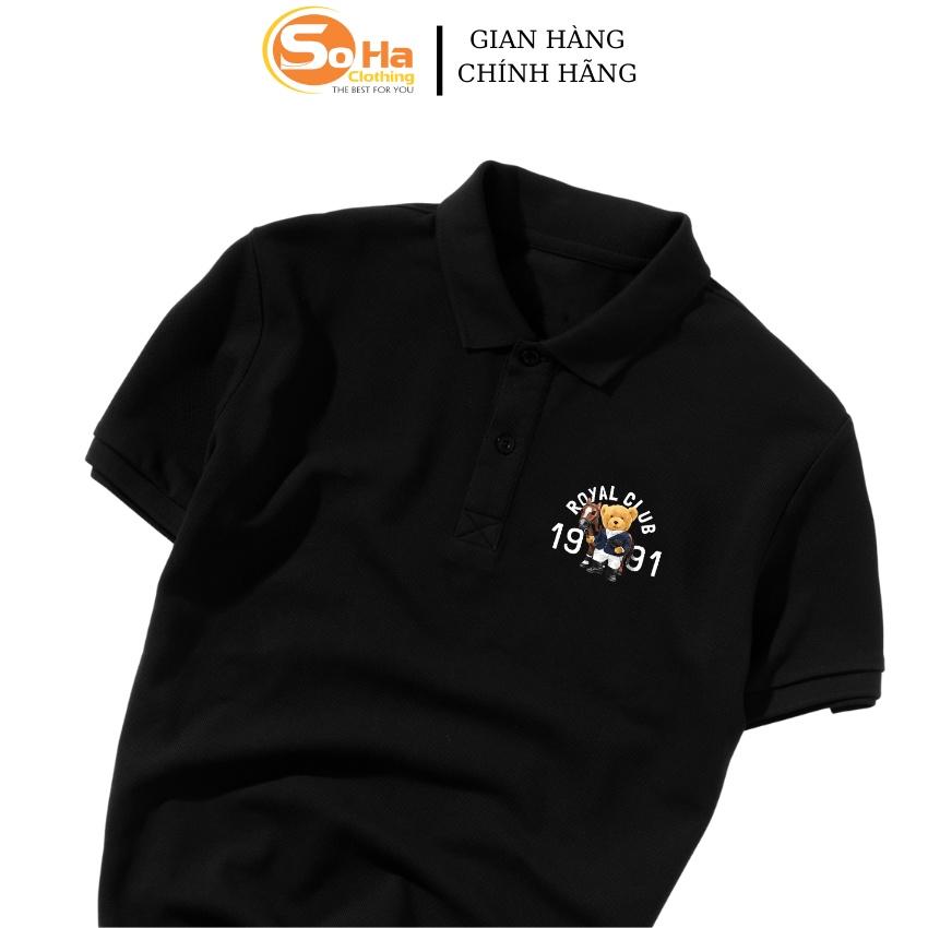 Áo POLO nam cổ bẻ ROYA CLUB BEAR vải cá sấu dệt kim xuất xịn,chuẩn form, sang trọng ,thanh lịch - SOHA CLOTHING
