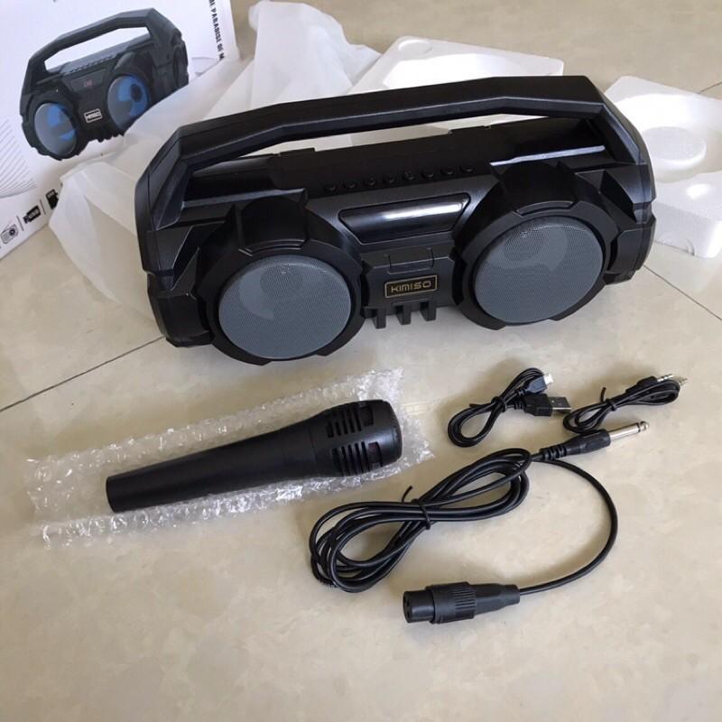 Loa Bluetooth Karaoke KIMISO KM-S1 Âm Bass Cực Hay, Hỗ Trợ Nghe Radio - Tặng kèm Mic hát Karaoke