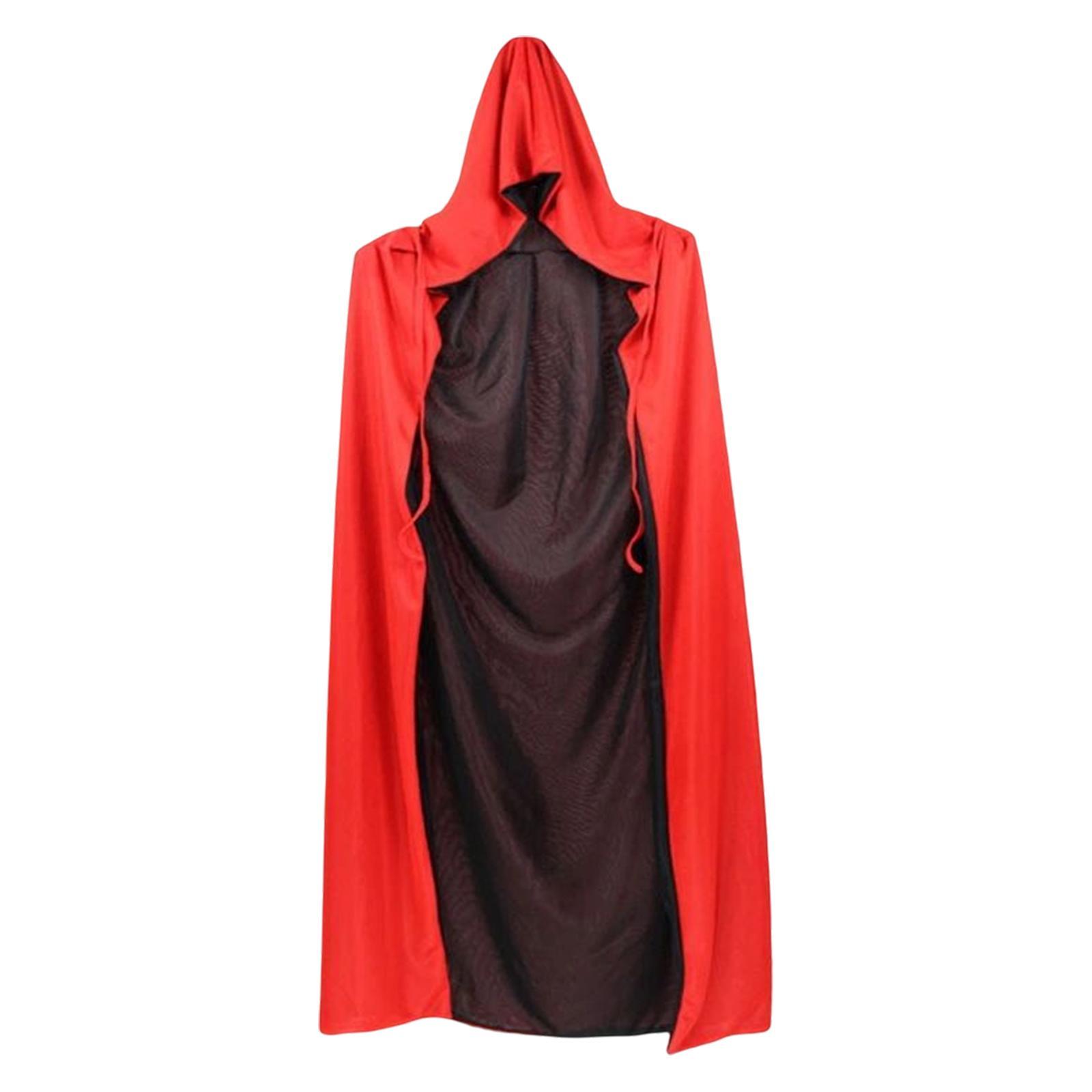 Gothic Halloween Cloak, Wizard 150cm Devil Cape for Women Fancy Dress Adults Unisex