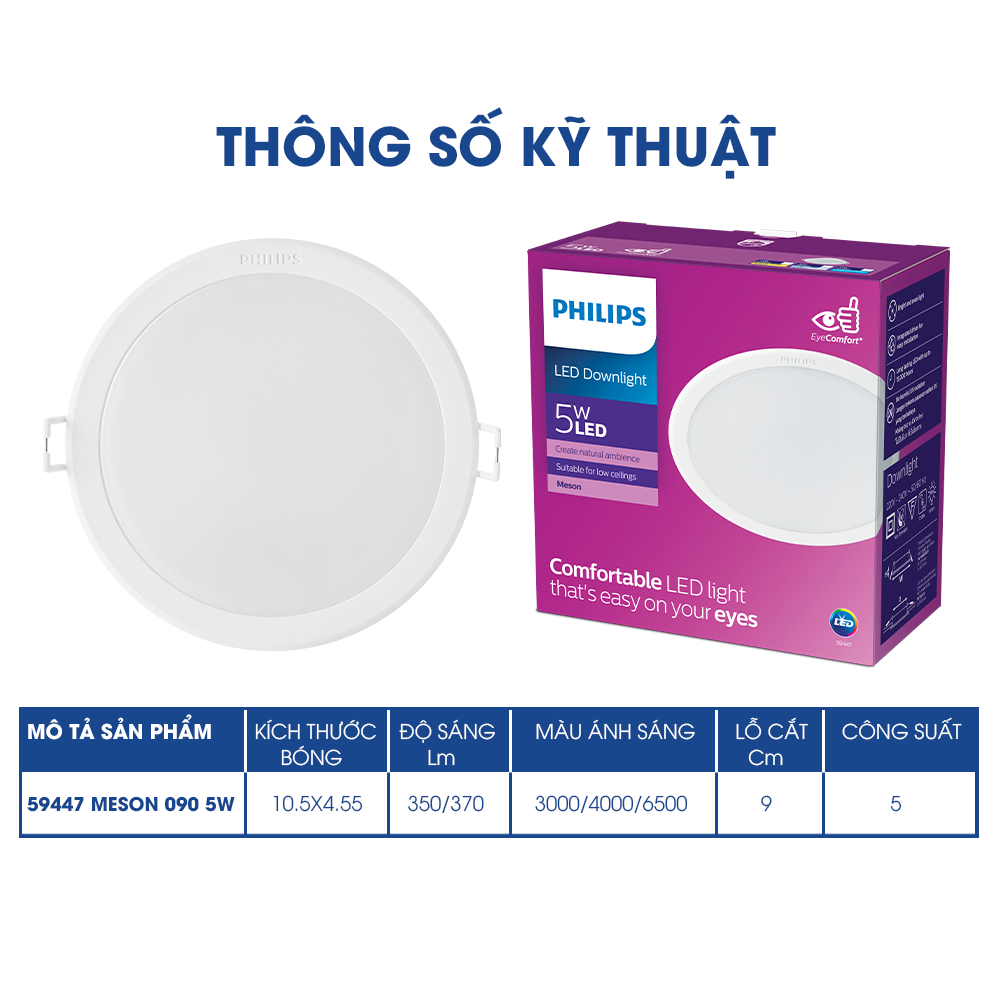 Bộ đèn PHILIPS âm trần Meson G3 -Công suất