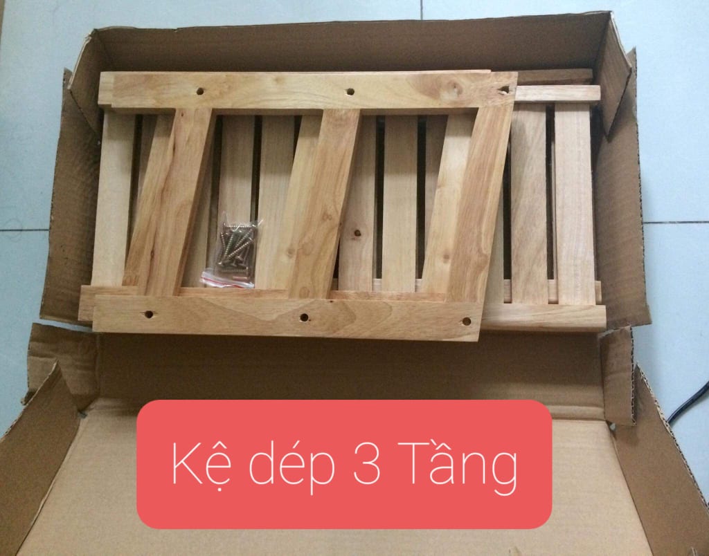 Kệ Để Giày Dép 3 Tầng Gỗ Cao Su