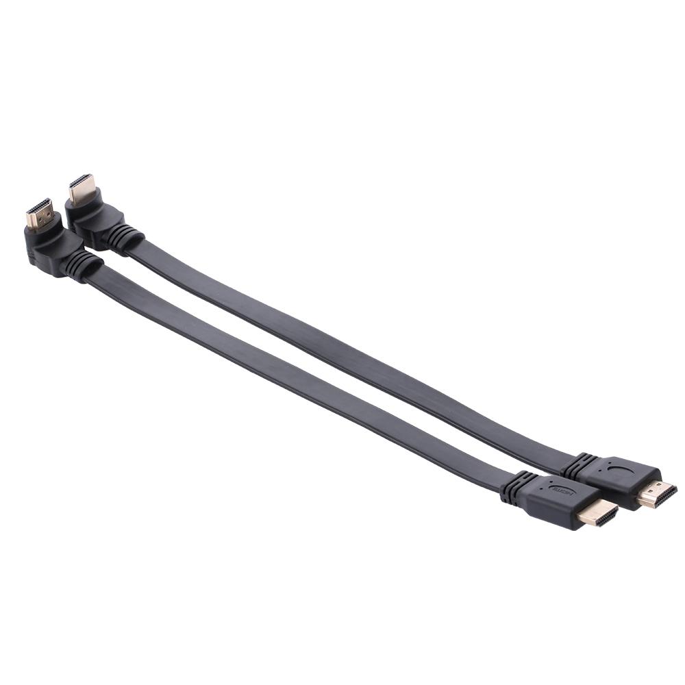 HD Cable HD Male to 90 Degree Right Angle HD Male High Speed 4K 3D Gold-plated Connectors Support 1080P for PC Laptop