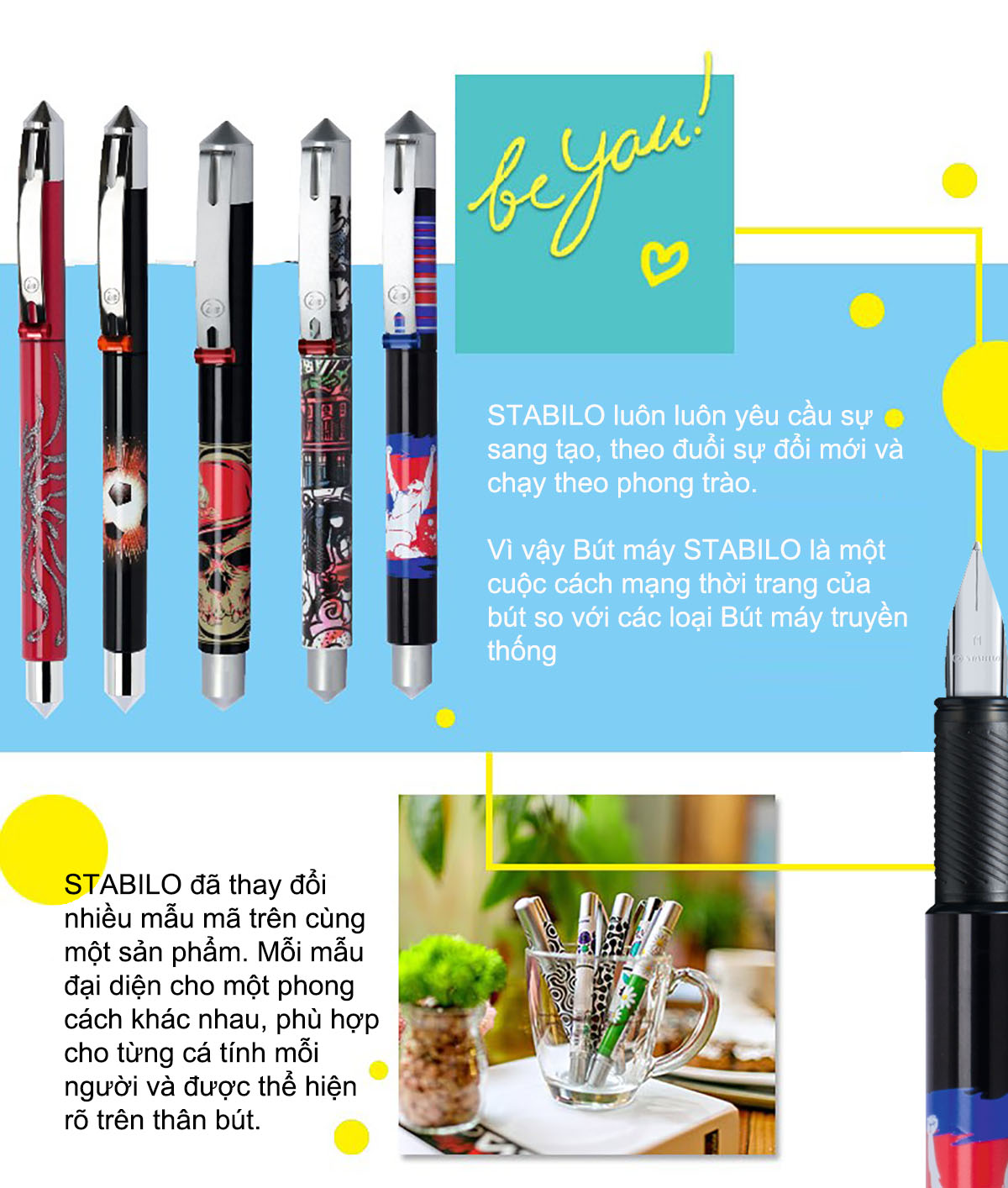 Bút máy STABILO BeCrazy &quot;Magic ink&quot; + tuýp ruột xanh (FP-G