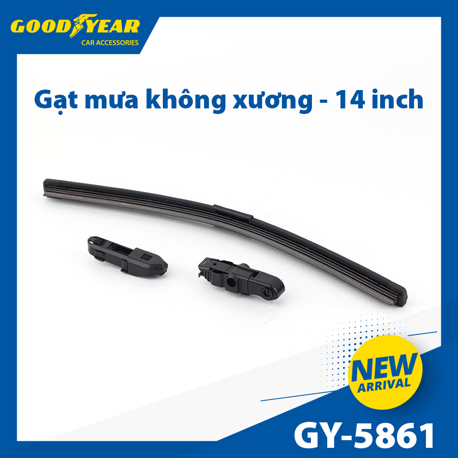 Gạt Mưa Không Xương GOODYEAR GY-5861 (14 Inch/350 mm) Chân Cài Đa Năng Lắp Được Nhiều Dòng Xe Đặc Biệt - Nhập Khẩu Chính Hãng