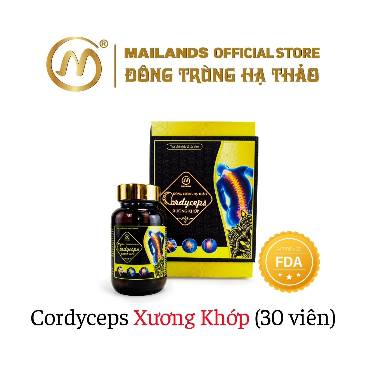 COMBO 4 hộp Đông Trùng Hạ Thảo Mailands Cordyceps Xương Khớp 30v và 60v
