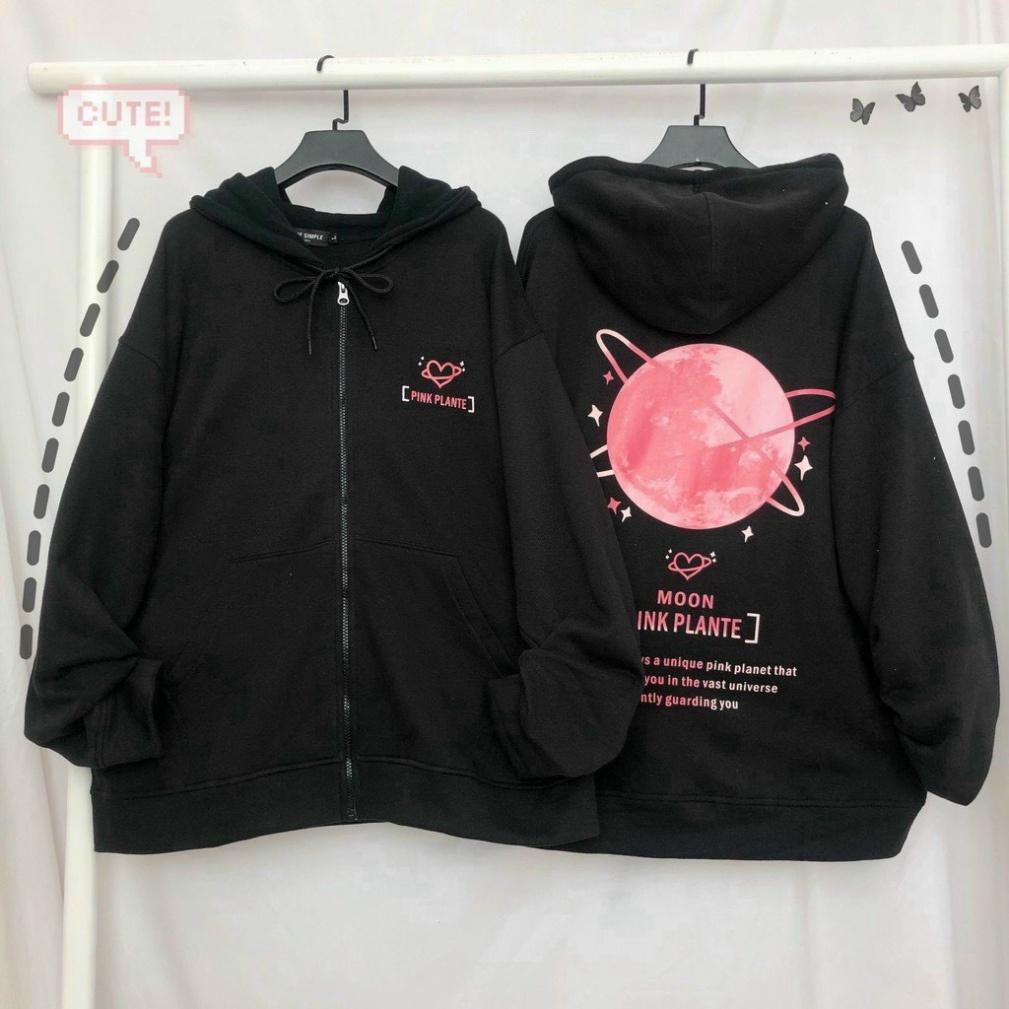 Áo khoác nam nữ Hoodie nỉ trơn Basic in 5D form rộng tay bồng khóa kéo có mũ Ulzzang giá rẻ màu đen, trắng K101