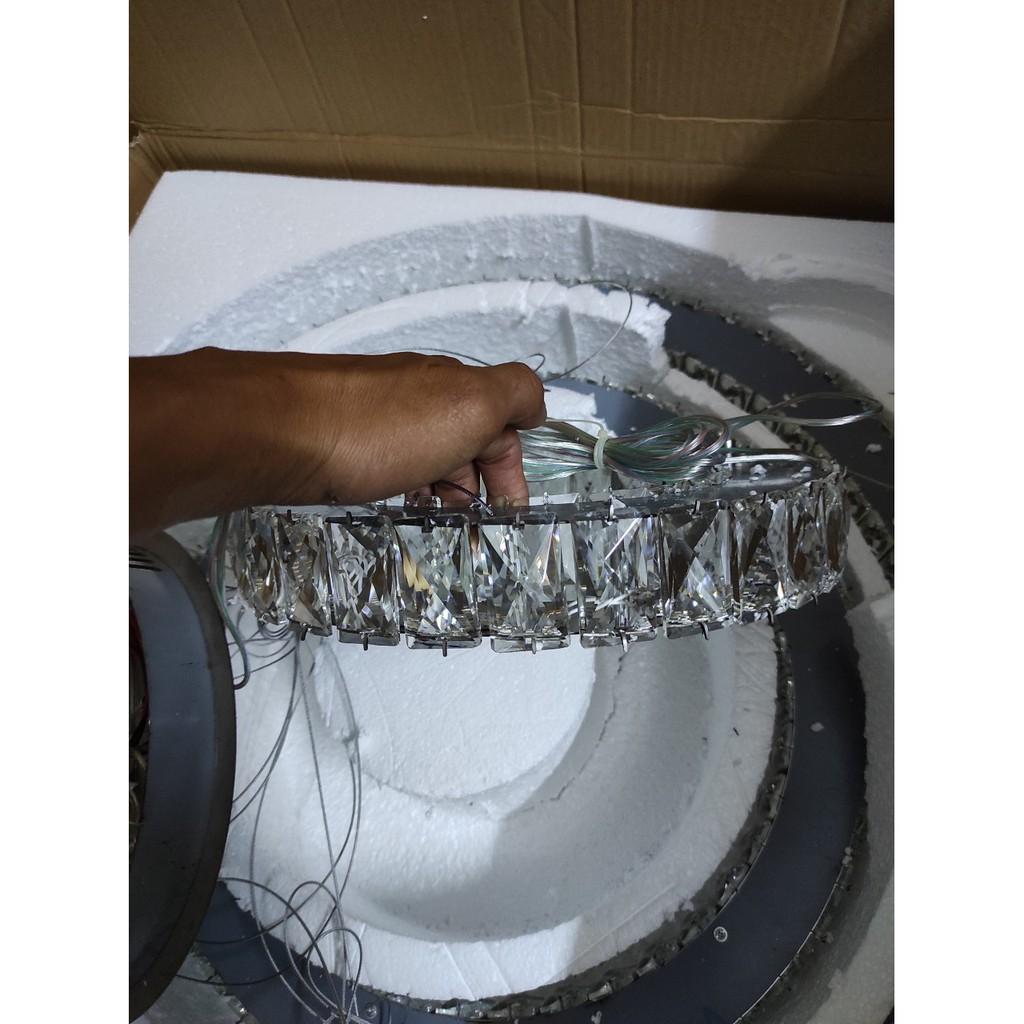 Đèn thả trang trí pha lê, đèn thả 3 vòng hình vuông kích thước 200-400-600, 3 chế độ ánh sáng trang trí bàn ăn