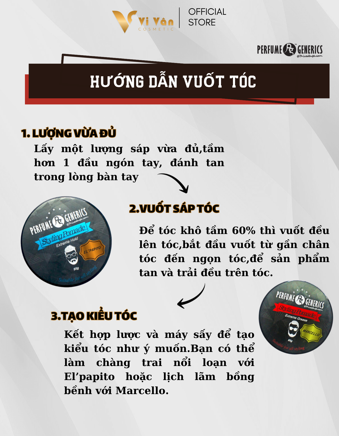 Sáp Vuốt Tóc Nam Nữ Hương Nước Hoa PERFUME GENERICS POMADE 95g  (TẠO KIỂU BỒNG BỀNH),Dưỡng Tóc Và Giữ Nếp Tạo Kiểu 3D ( Vi Vân _ Cosmetic )