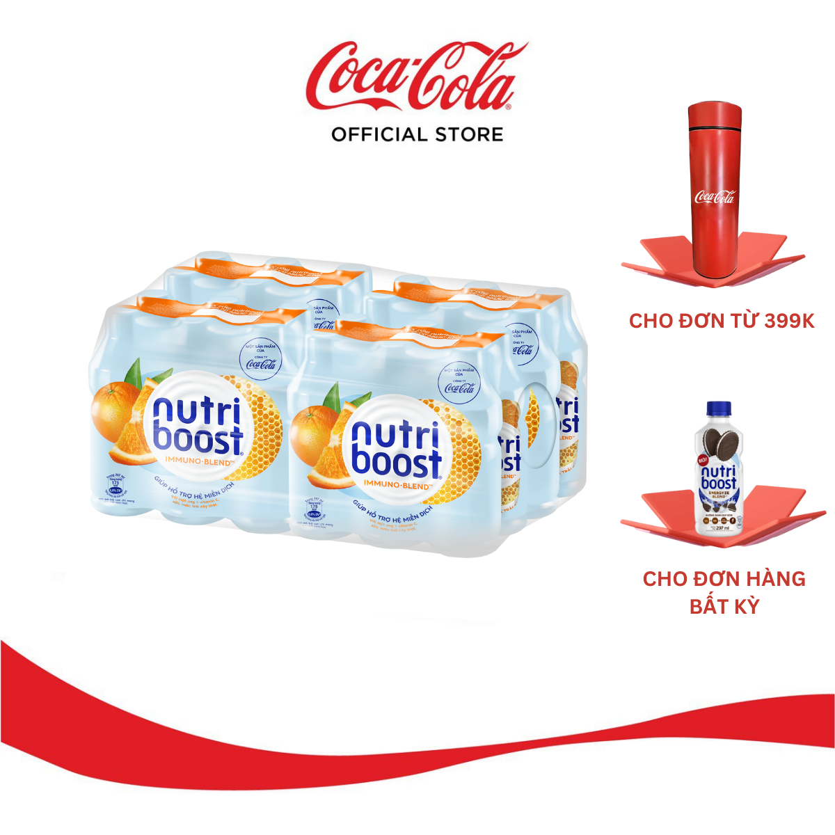 Lốc 24 Chai Sữa Trái Cây Nutriboost Thế Hệ Mới Hương Cam 297ml/Chai Sale 4.4 Coca-Cola Official Store