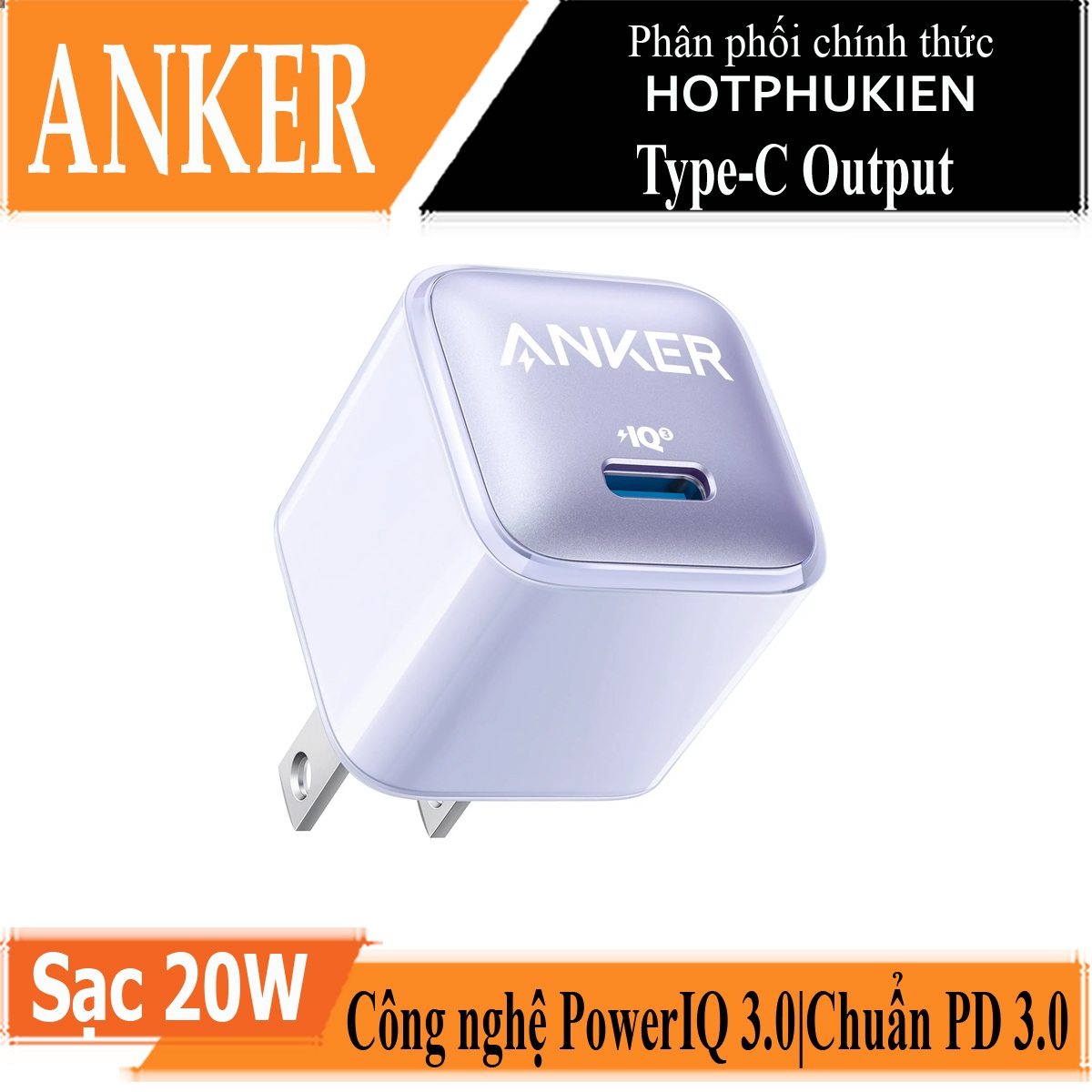 Hình ảnh Cóc củ sạc Type C sạc nhanh 20W chuẩn sạc PD 3.0 cho iPhone / iPad / Smartphone Android hiệu Anker 511 Nano Pro A2637 (công nghệ PowerIQ 3.0, hệ thống an toàn ActiveShield, thiết kế siêu nhỏ gọn) - hàng nhập khẩu