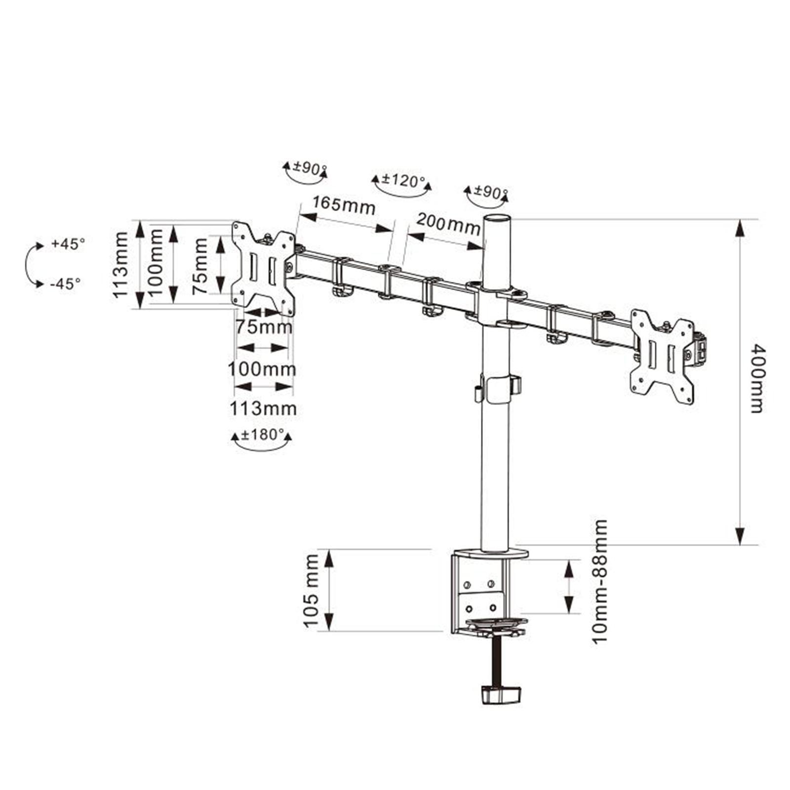 Dual Monitor Desk Mount Stand Computer Monitor Arm Mount for 2 LCD Screens