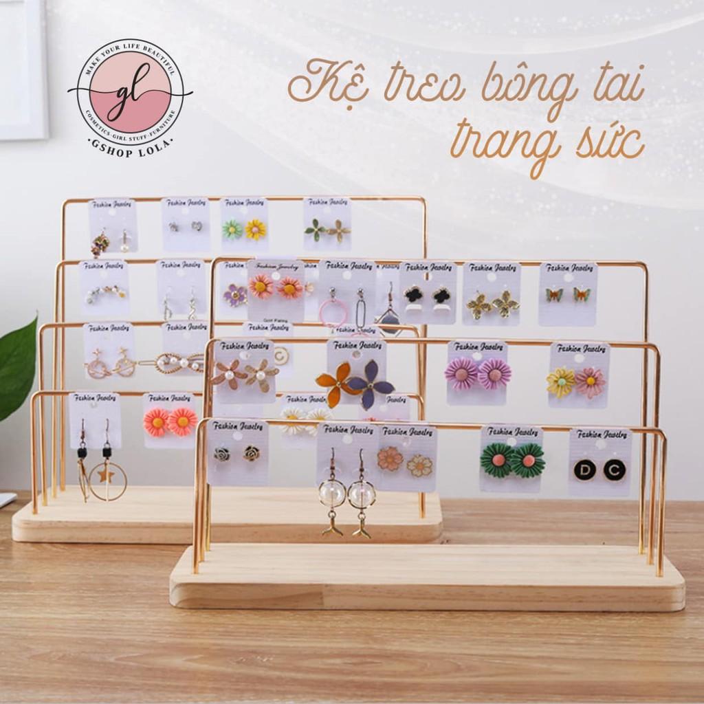 Kệ treo trang sức gold đế gỗ