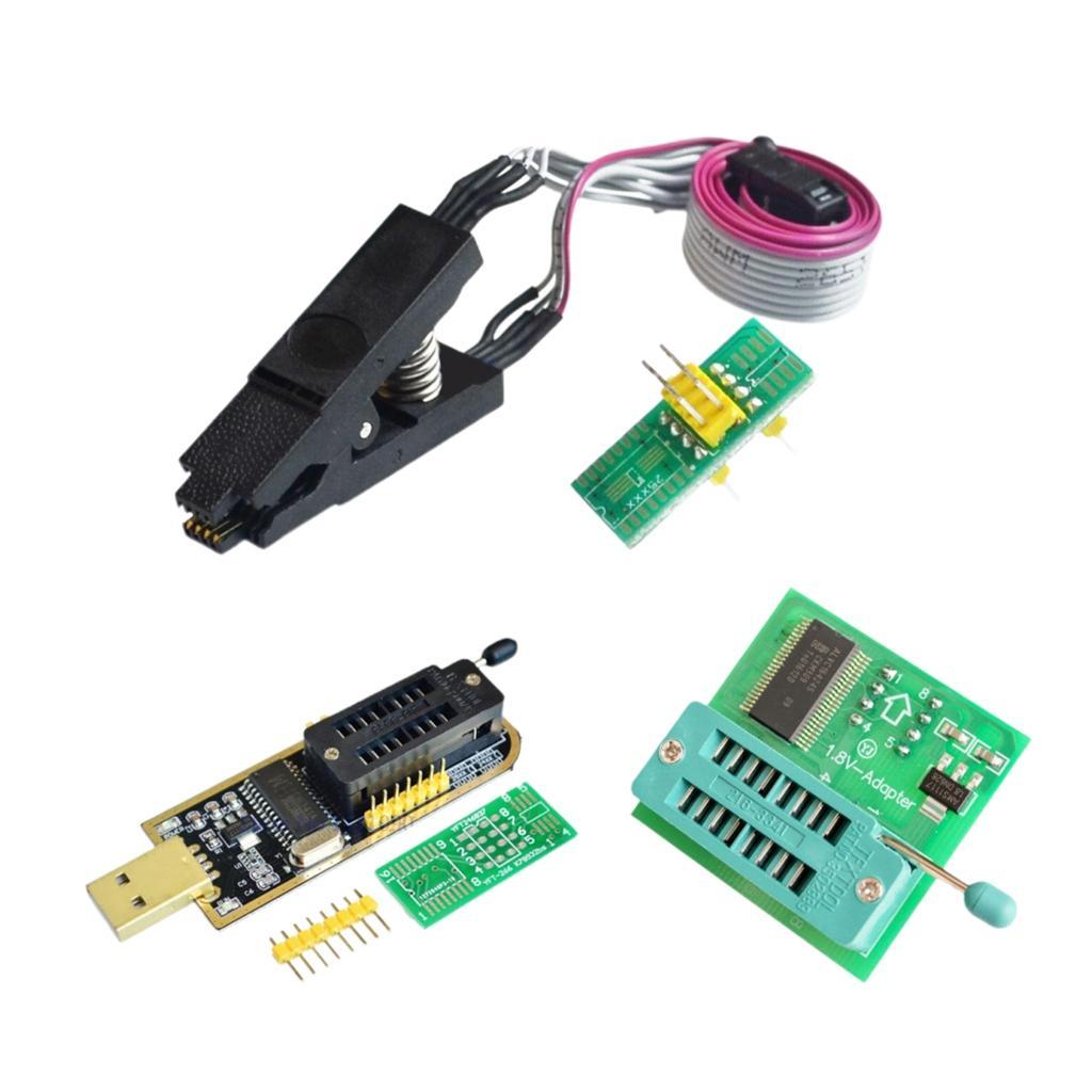 USB BIOS Programmer Flash EEPROM Series CH341A 24 25 + 1.8V Flash SPI SOP8 DIP8 Adapter With SOP8 SOIC8 To DIP8 EZ Converter Module