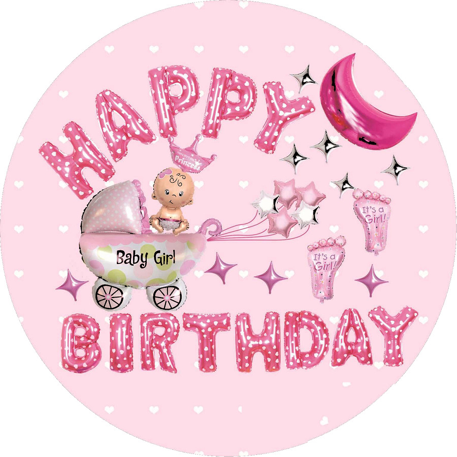 Set sinh nhật Happy Birthday cho bé Gái -BBQL-F03 (Tặng kèm Bơm + Băng Dính + 50 Bóng Nhũ)