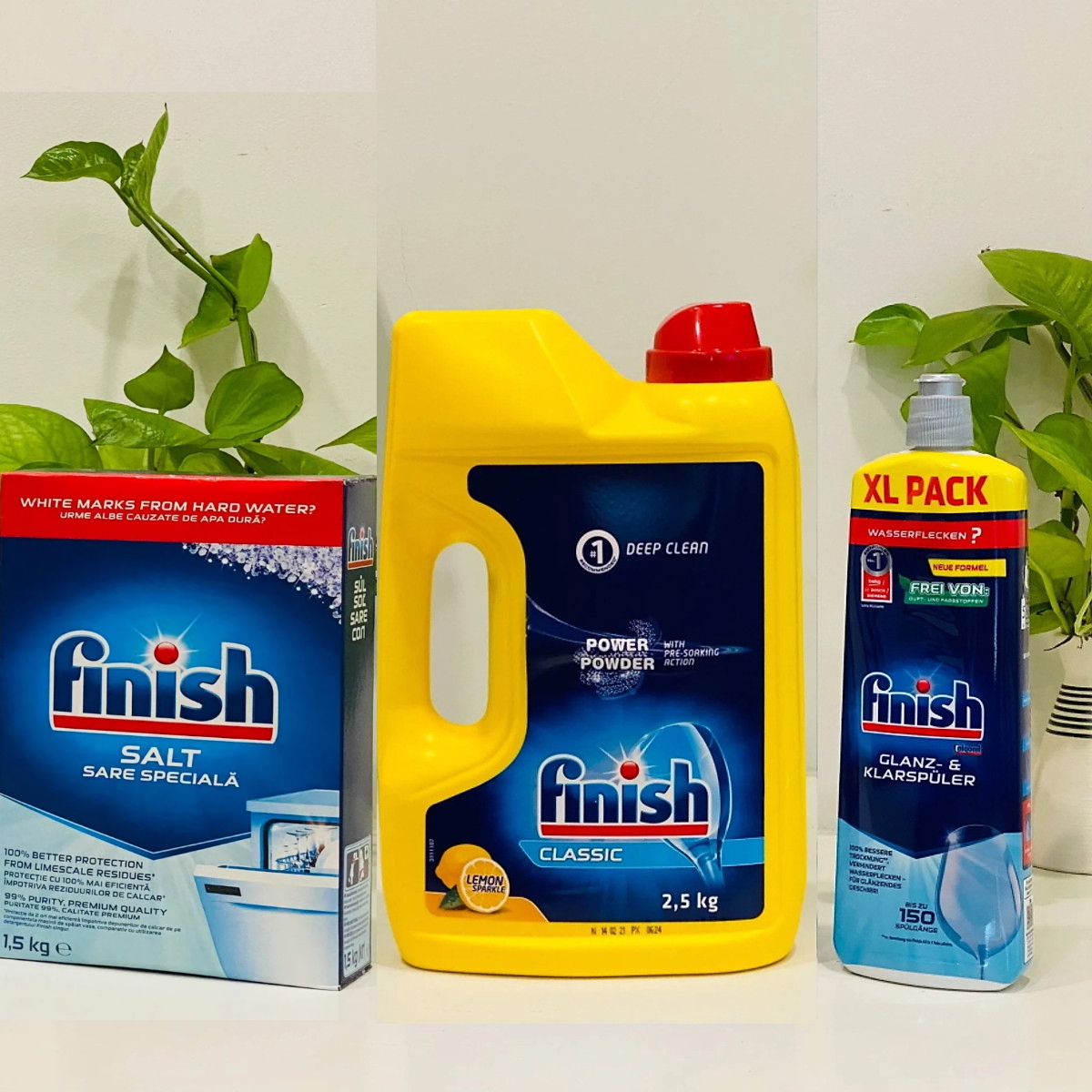 Combo Bột rửa bát finish 2.5kg + Nước làm bóng finish 800ml + Muối rửa bát finish 1.5kg dùng cho Máy rửa bát chén ly đĩa cốc