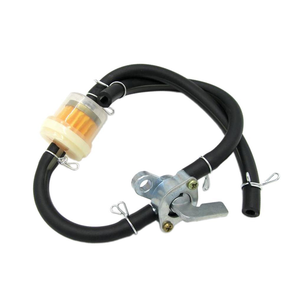 Motorcycle Gas Fuel Tap Petcock + Fuel Petrol Pipe Hose Line 2x