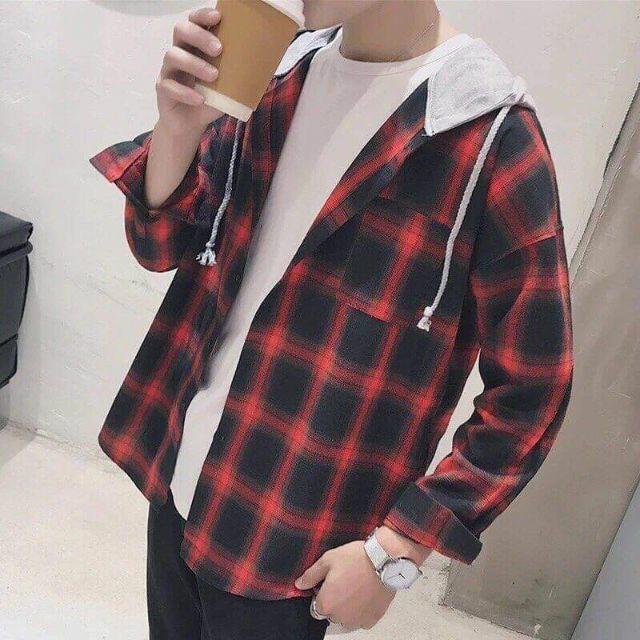 Áo khoác sơmi phối mũ fromrong