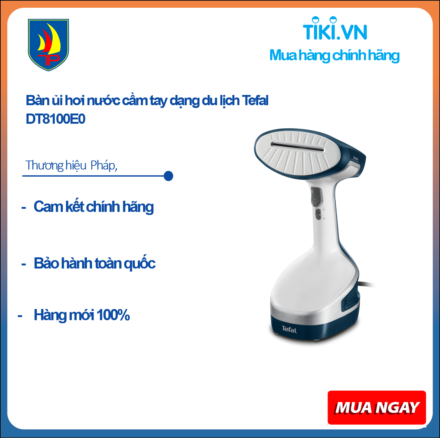 Bàn ủi hơi nước cầm tay dạng du lịch Tefal DT8100E0- Hàng chính hãng