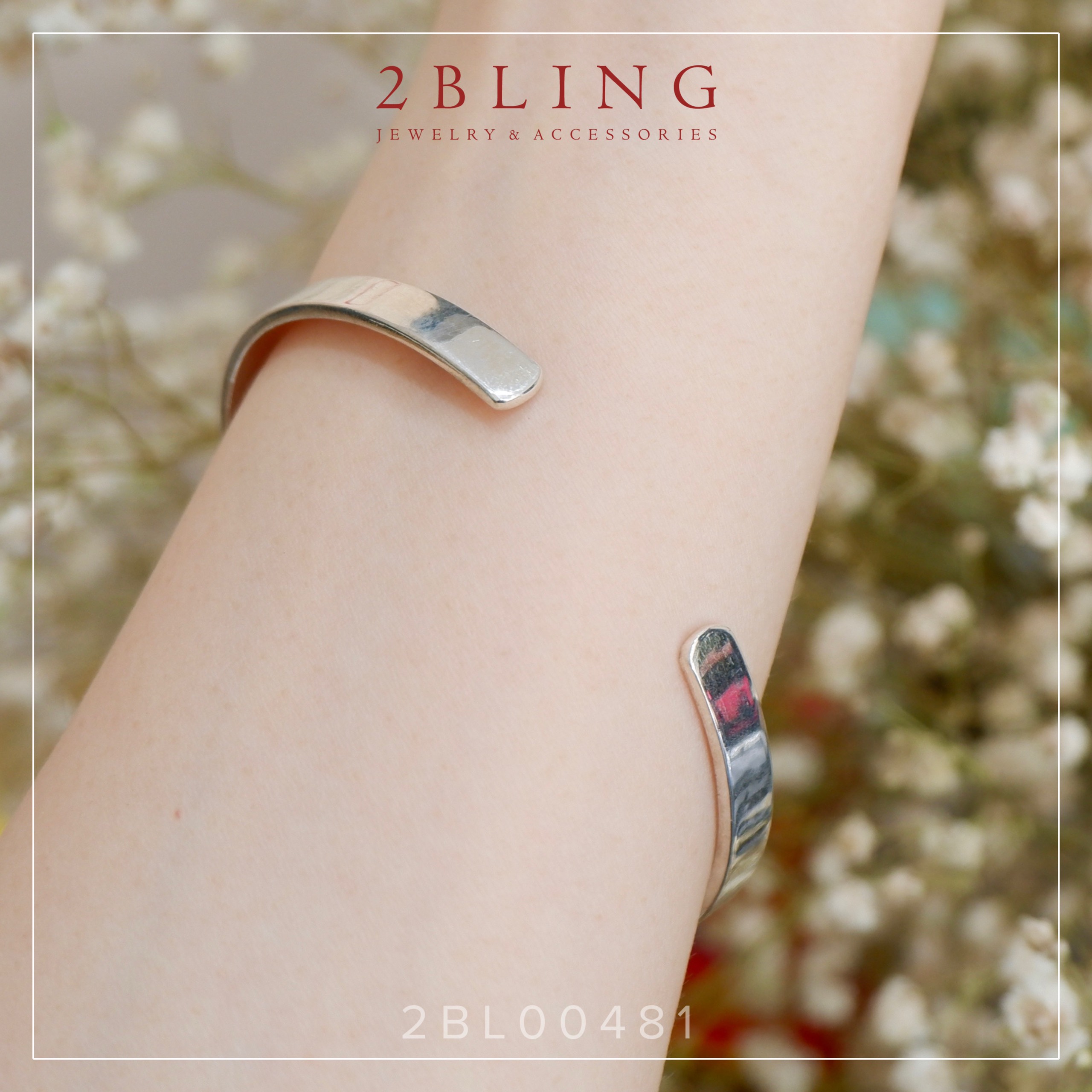 Vòng tay bạc 925 trơn 2Bling 2BL00481 phong cách thanh lịch dành cho nam và nữ