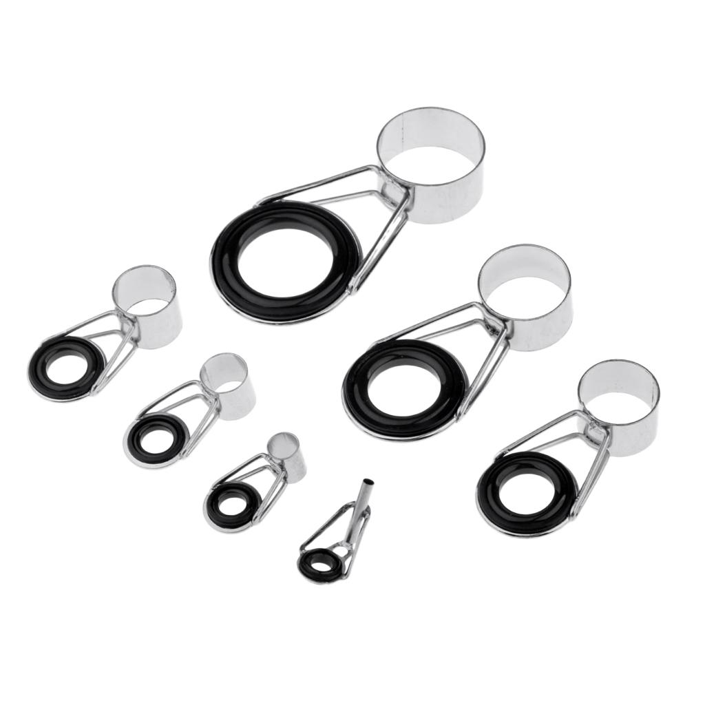 14Pcs Fishing Rod Guides Tip Tops Repair Ceramic Ring Rod Building Eye Rings