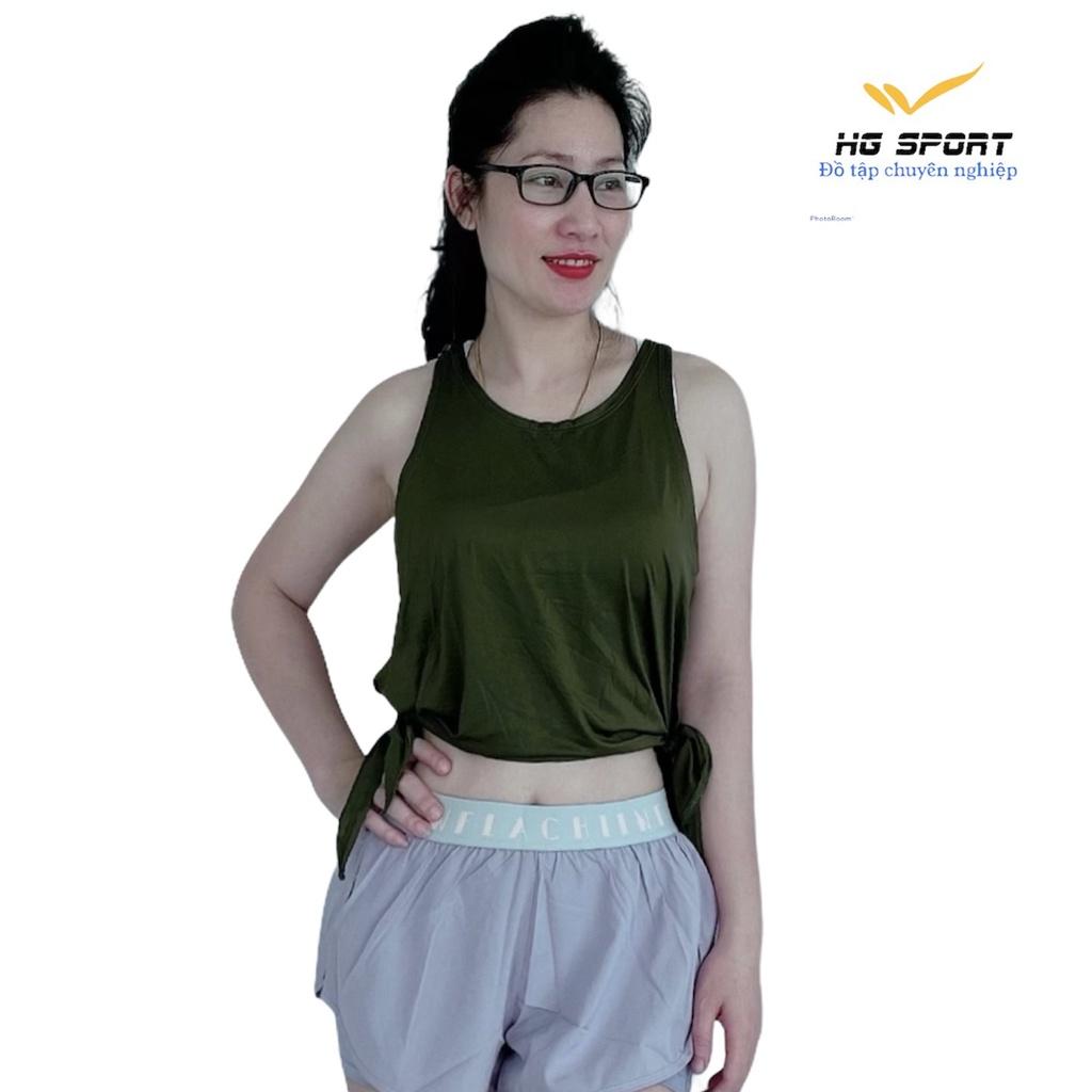 Áo Tanktop Tập Gym, Croptop buộc sườn tập Yoga, Zumba , chạy bộ, thể thao nữ TB02