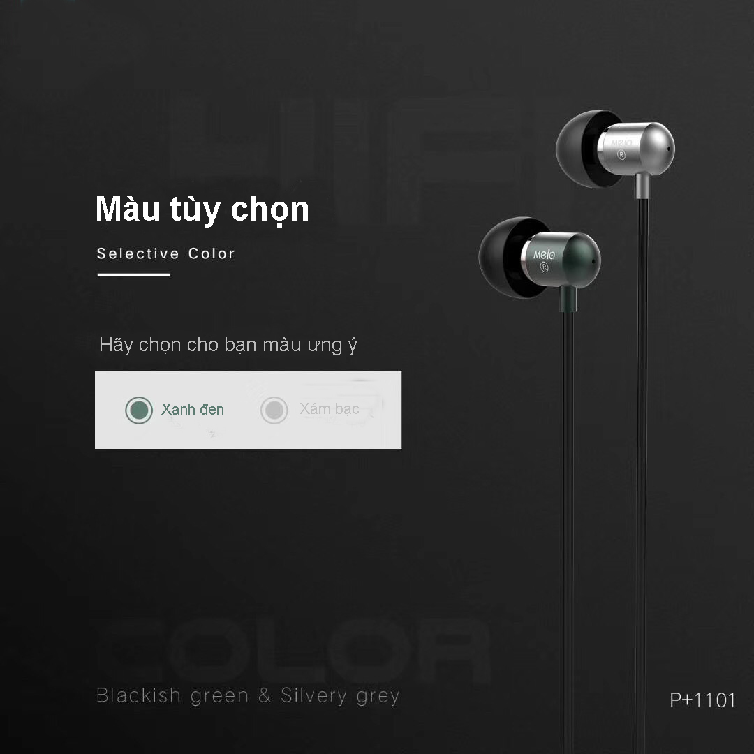 Tai Nghe Nhét Tai Super Bass Meia P1101 hai màu + 4 đầu mút - Hàng chính hãng