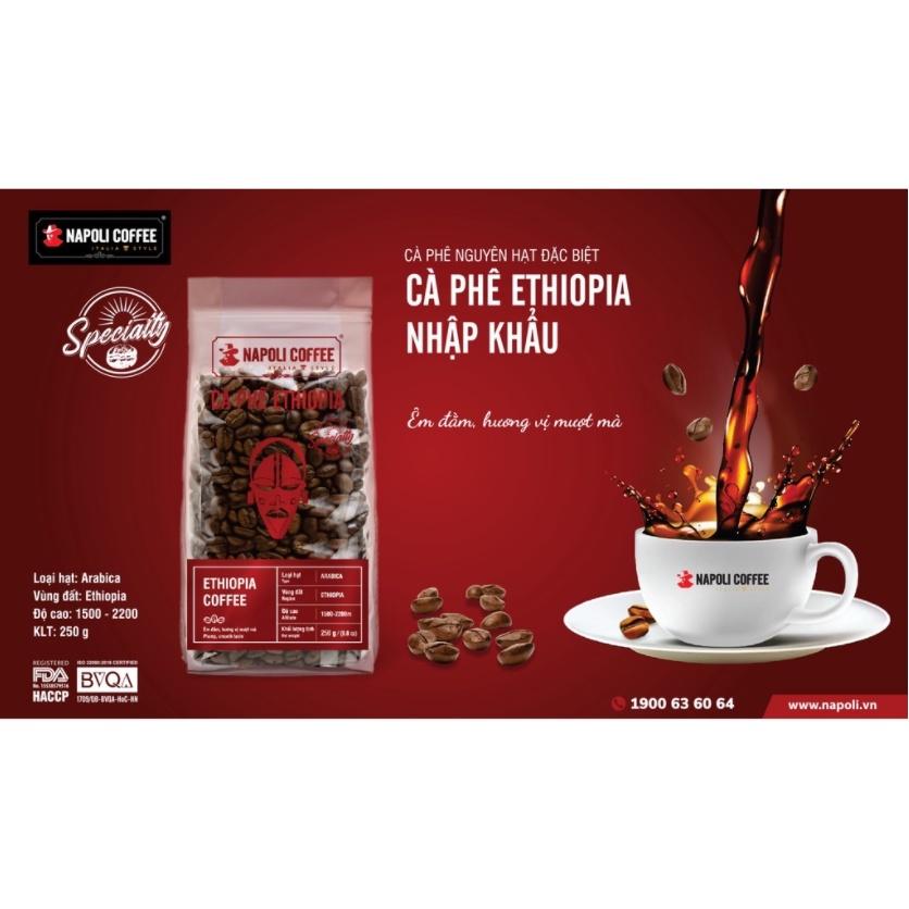 Cà Phê Arabica ETHIOPIA Rang Nguyên Hạt - Chua Thanh, Hương Thảo Mộc - Dùng Pha Máy Hoặc Phin Cao Cấp 250g/túi