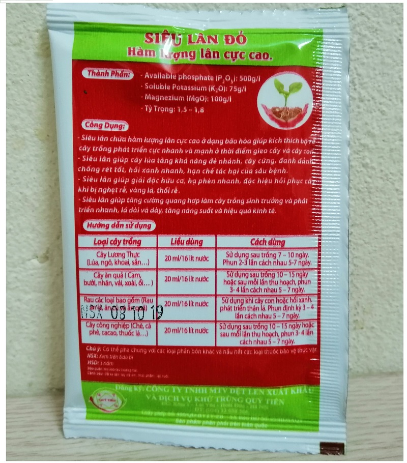 ComBo 5 Gói Phân Bón Lá QT04 Siêu Lân Đỏ, Siêu Ra Rễ Cực Mạnh, Chống Rét, Bật Chồi Mạnh Gói 20Ml