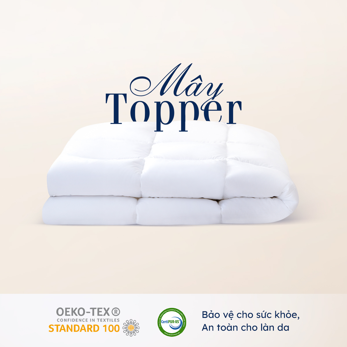 Mây Topper Ru9 Cao Cấp | Màu Trắng | Ru9 Fiber Mix bồng bềnh nâng đỡ | 07 Ngày 1 Đổi 1 | 1m6, 1m8, 2m, 2m2