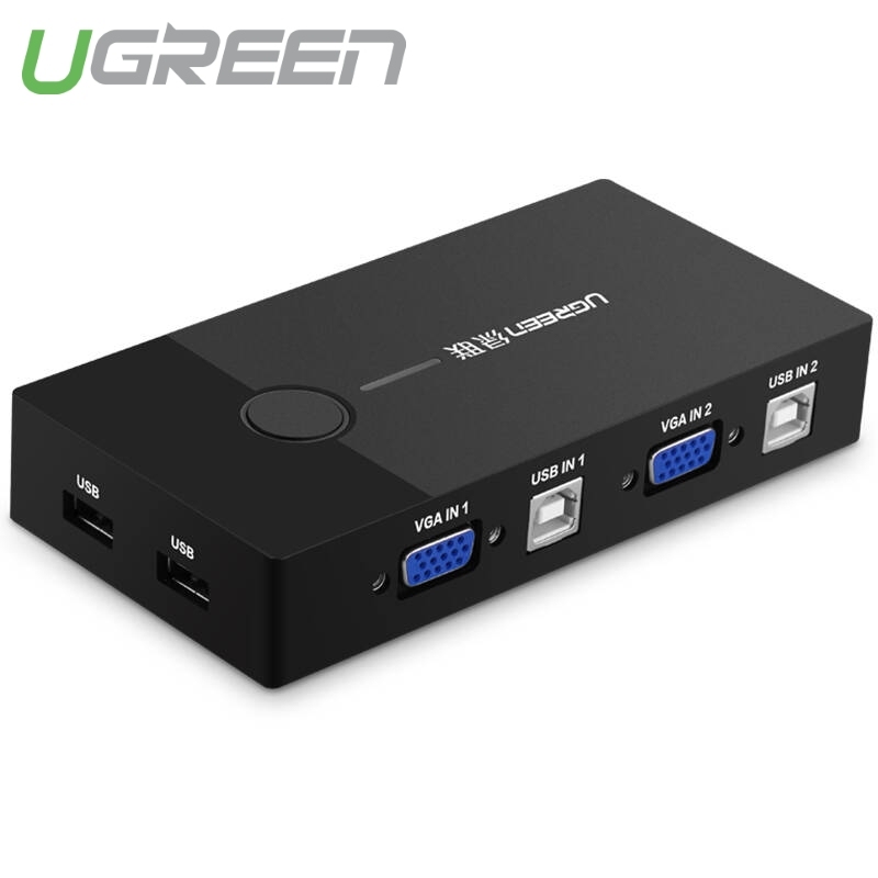 Bộ Kết Nối 2 CPU Dùng Chung 1 Màn Hình VGA và 2 Cổng USB Cao Cấp Ugreen 30357-Hàng chính hãng.