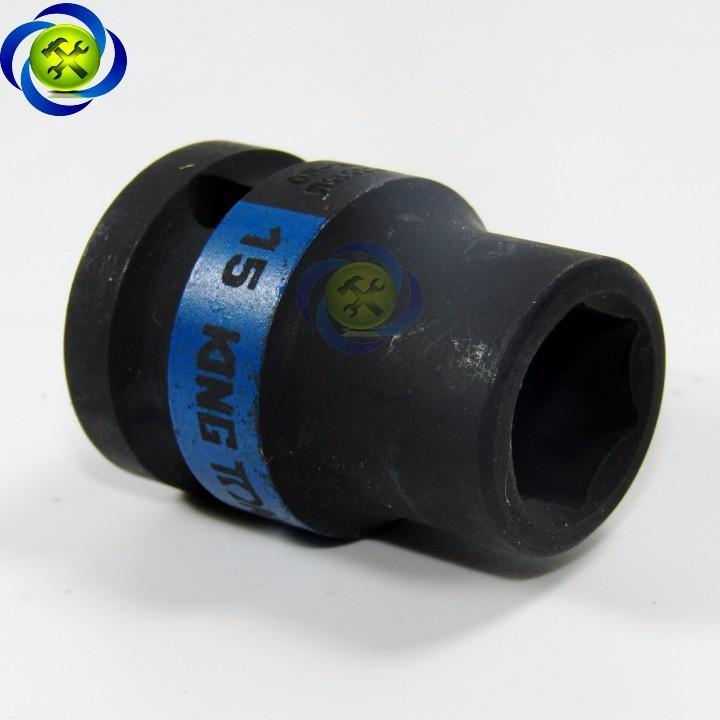 Tuýp 15mm loại 1/2 Kingtony 453515M ngắn 6 cạnh màu đen