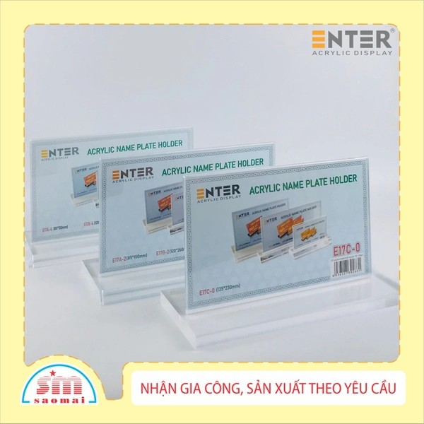 Kệ mica 2 mặt Enter E17C LR 13.5x23cm, đế 10x25cm vát 2 cạnh