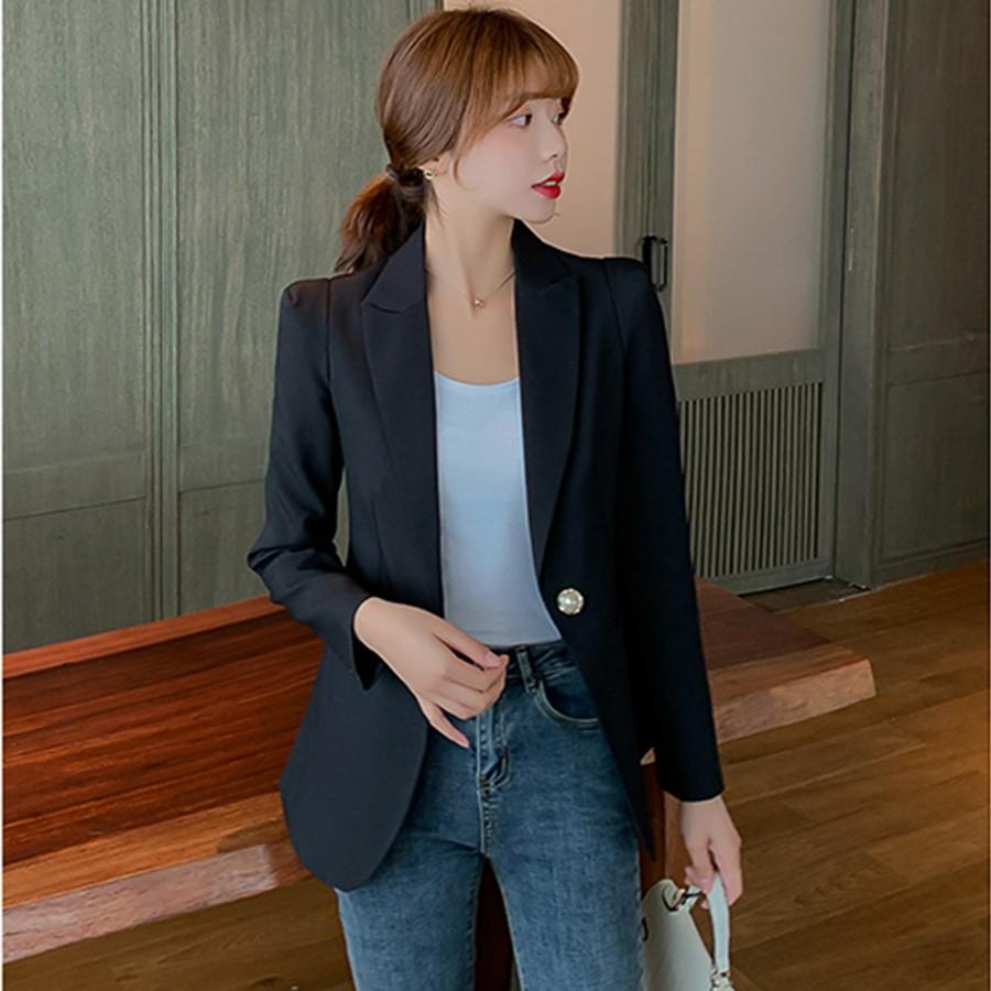 Áo vest nữ blazer suit dài tay Hàn Quốc màu trơn quý phái - Cúc áo ngọc ngà sang trọng - AG118