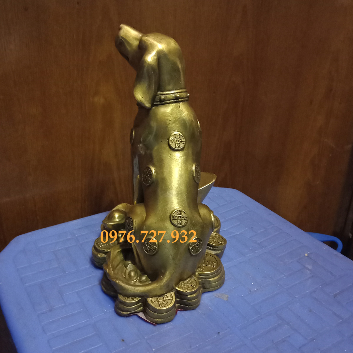 Tượng chó bằng đồng cao 18cm, chó phong thủy, chó bằng đồng