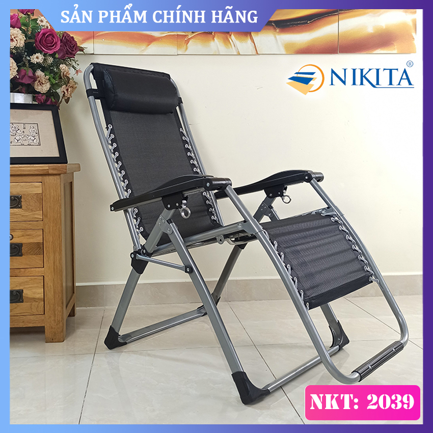 Ghế thư giãn cao cấp NIKITA 2039 nhiều màu -  Khóa chốt kim loại - Vải lưới 4D Texeline siêu bền - Ghế xếp thông minh văn phòng, Picnic - Tải trọng thực 200kg