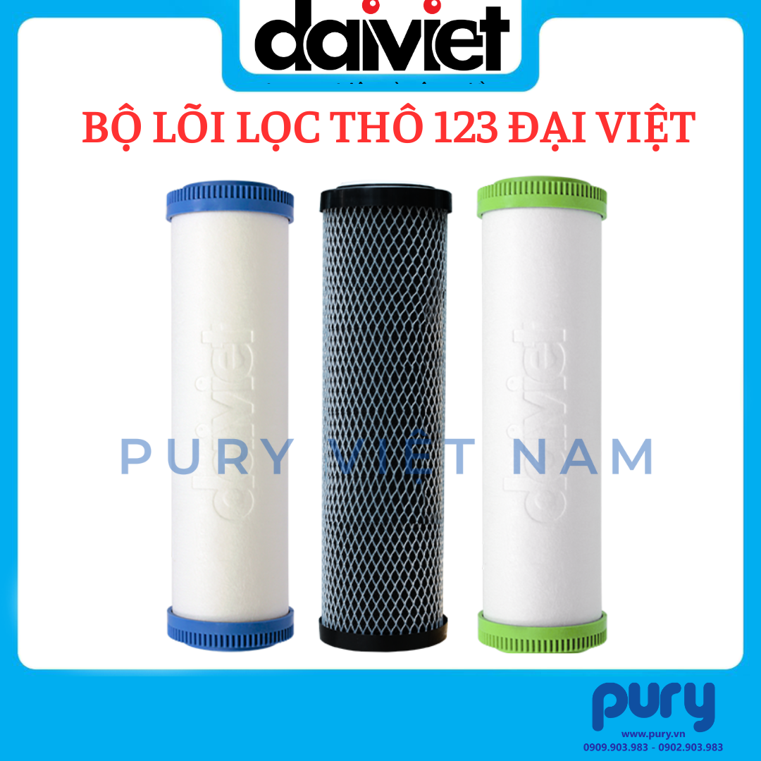 LÕI LỌC NƯỚC 123 ĐẠI VIỆT PP-CTO-PP (HÀNG CHÍNH HÃNG) - DÙNG CHO MÁY LỌC NƯỚC DAIKIOSAN, MAKANO VÀ CÁC MÁY LỌC NƯỚC RO