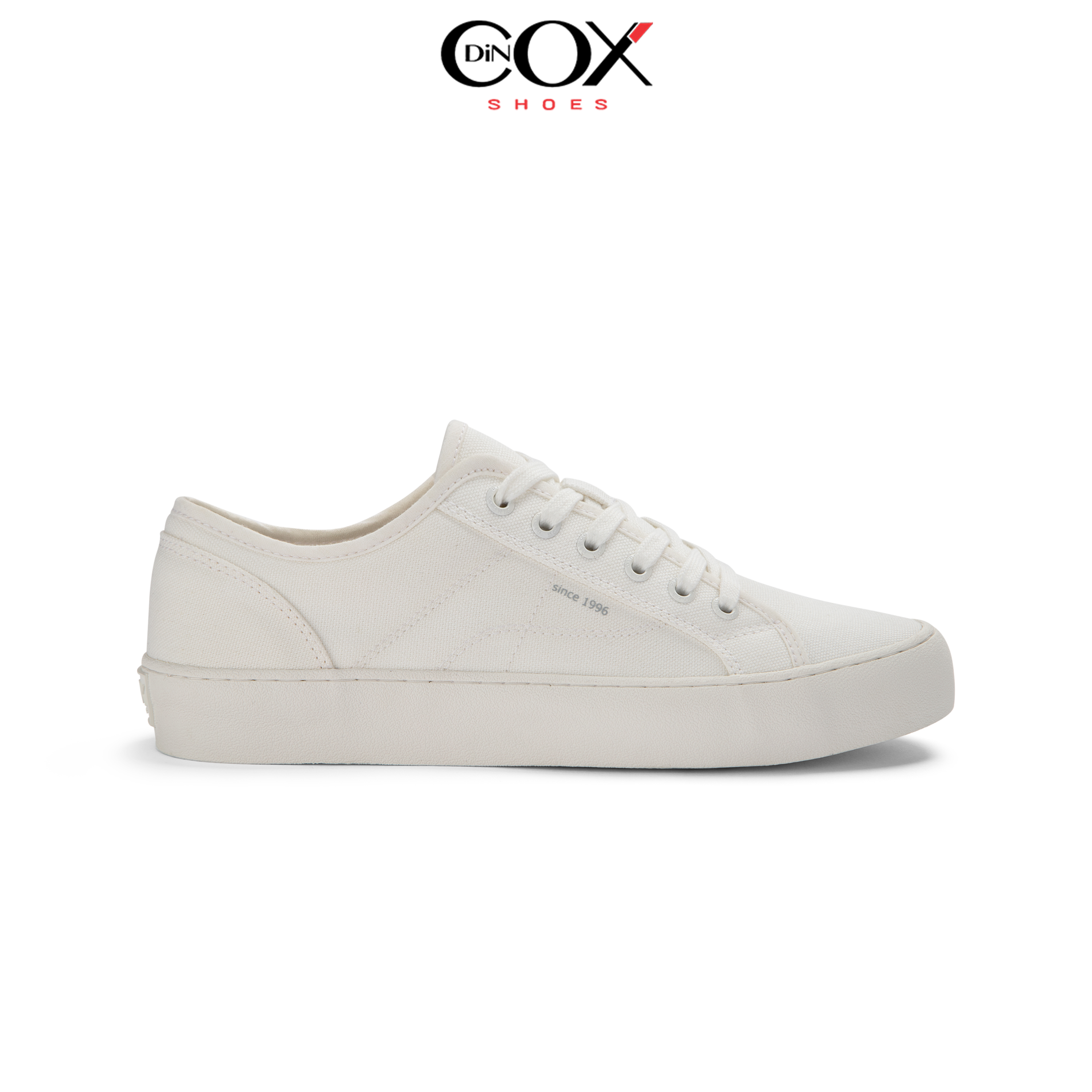 Giày Sneaker Vải Canvas Nam Nữ E18 White Dincox Shoes Sang Trọng