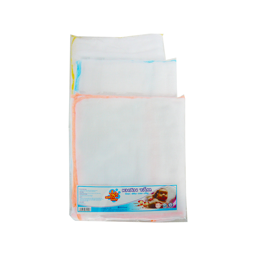 Bịch 2 Khăn sữa tắm SUNBABY 80x65cm 100% cotton (Đồ dùng vệ sinh cho bé)