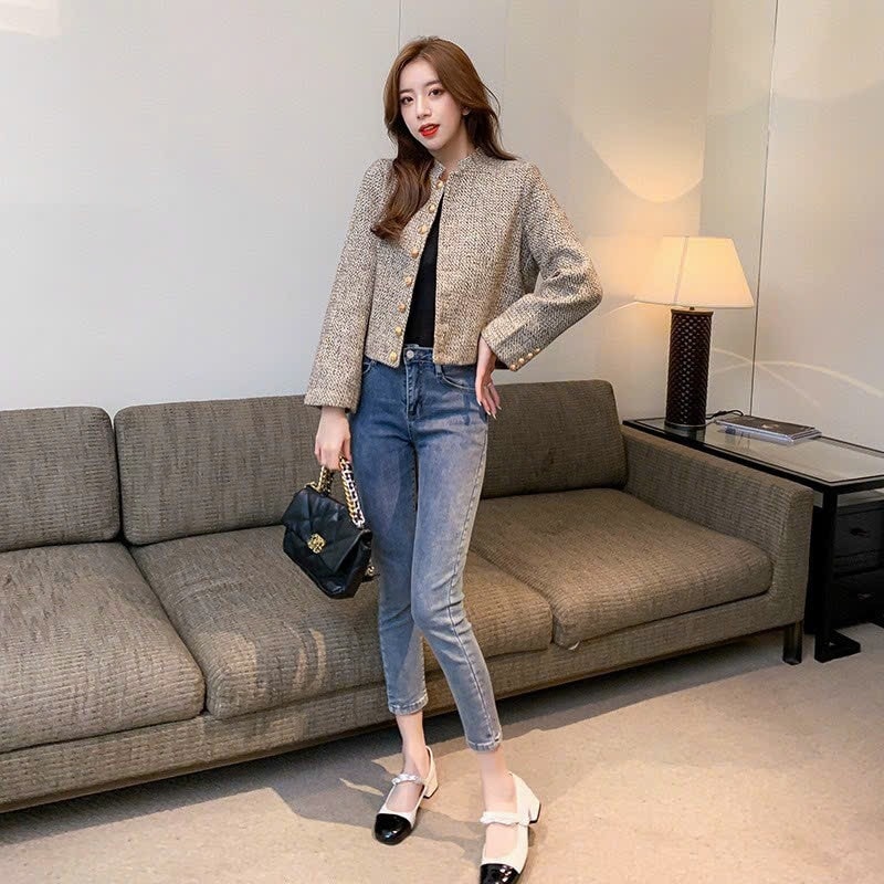 ÁO KHOÁC DẠ TWEED PHỐI 8 NÚTCAO CẤP