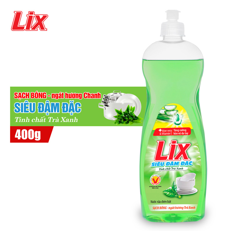 Nước rửa chén Lix siêu đậm đặc rrà xanh 400g TX402
