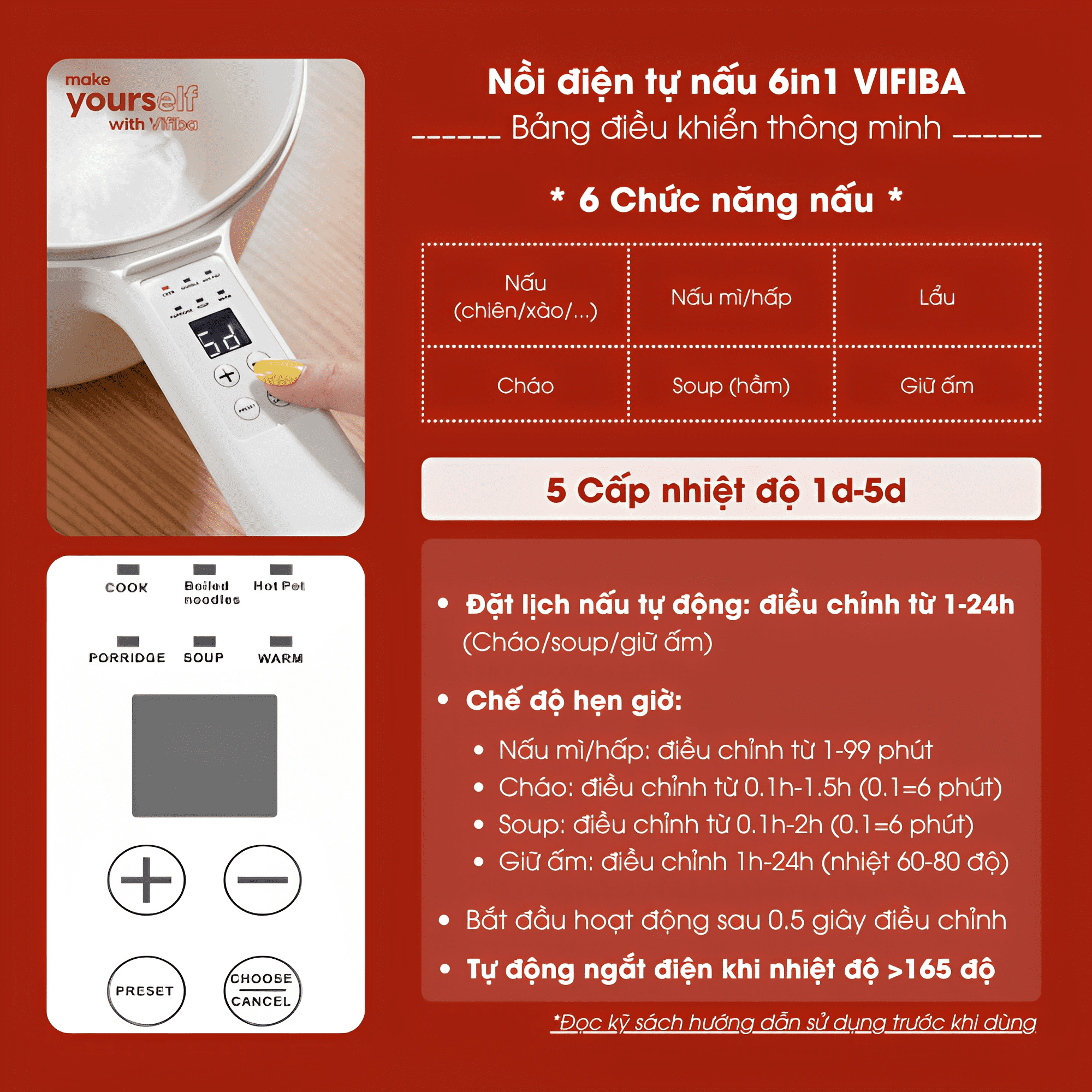 Nồi lẩu điện đa năng cao cấp 6IN1 chống dính kèm xửng hấp Homea2z, nồi hấp điện, chảo điện thông minh 2 tầng siêu tốc